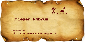 Krieger Ambrus névjegykártya
